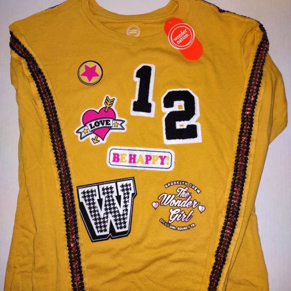 Girls Brooklyn Crew Wonder Nation Girls long sleeve shirt size large 10-12 NWT
